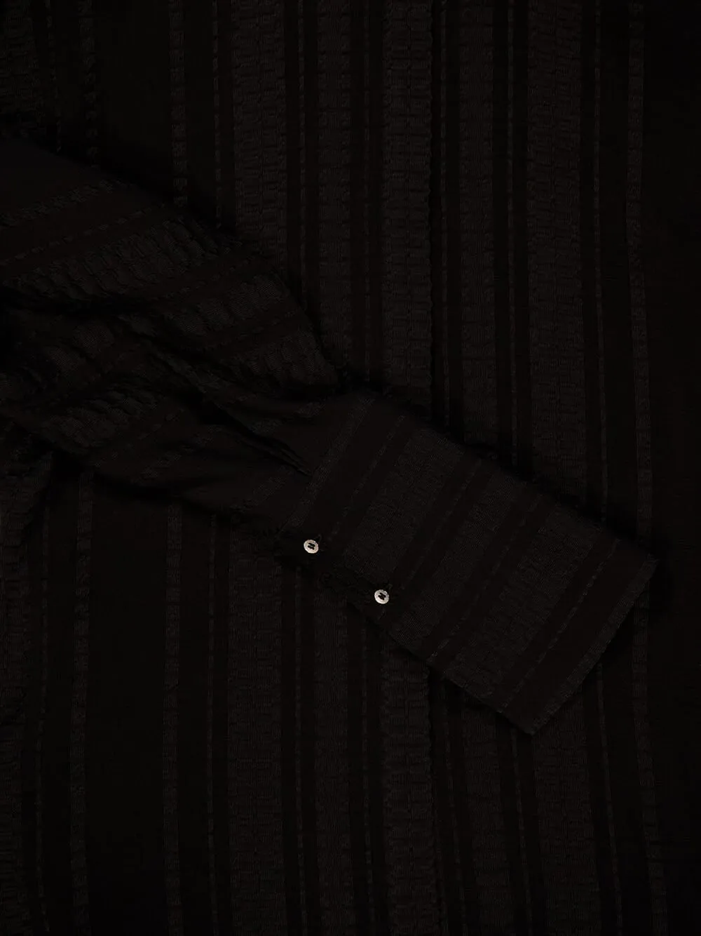 Black Off-Shoulder Geranium Textured Silk Shirt sold by Fashion Clinic product image thumbnail 4