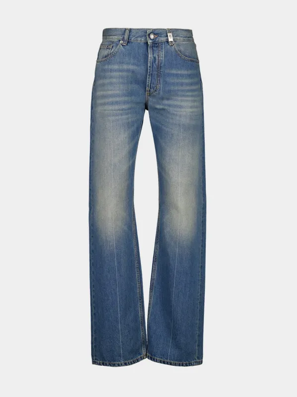 Washed Blue Straight-Leg Jeans sold by Fashion Clinic