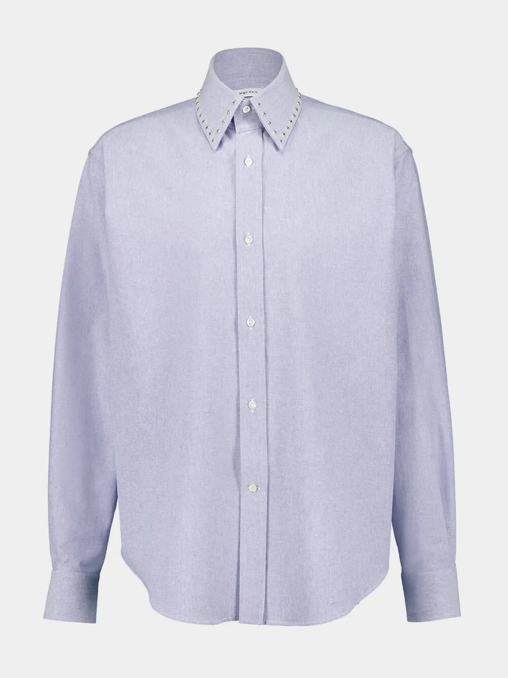 Blue Long-Sleeve Double Collar Cotton Shirt sold by Fashion Clinic