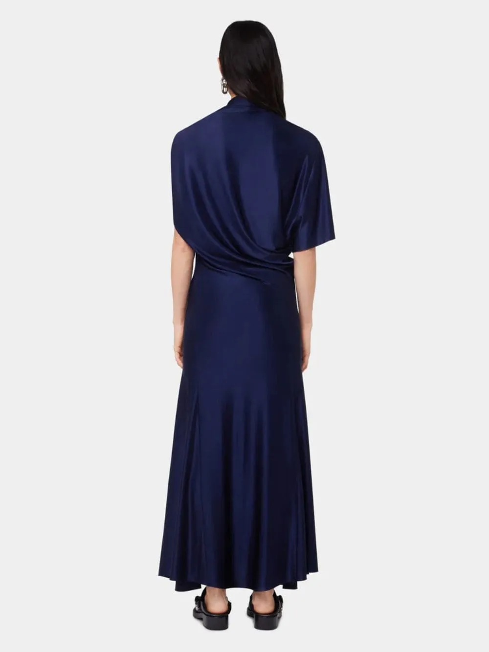 Navy Asymmetrical Jersey Long Dress sold by Fashion Clinic product image thumbnail 3