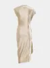 Gold Draped Lurex Asymmetrical Dress sold by Fashion Clinic
