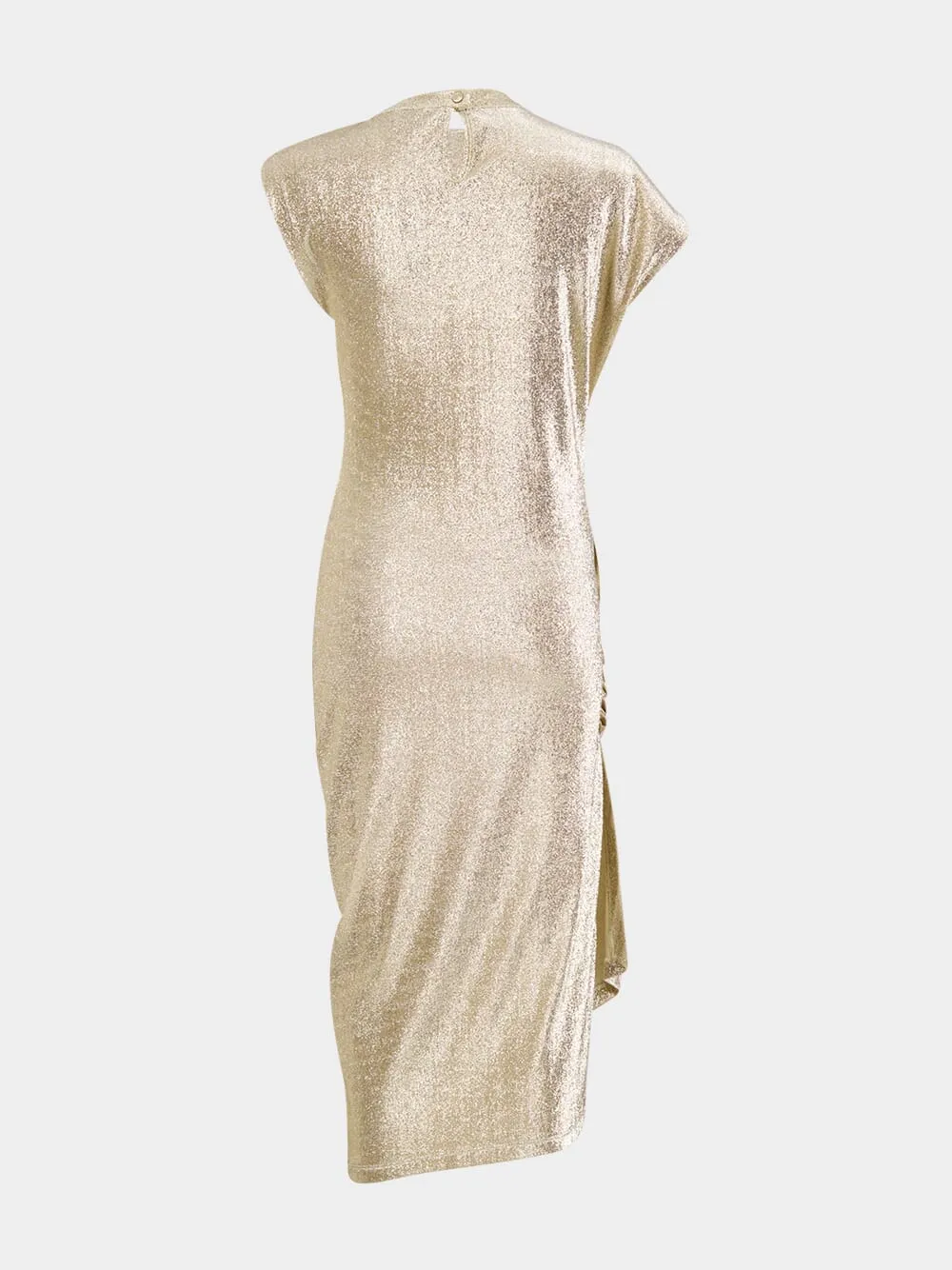 Gold Draped Lurex Asymmetrical Dress sold by Fashion Clinic product image thumbnail 2