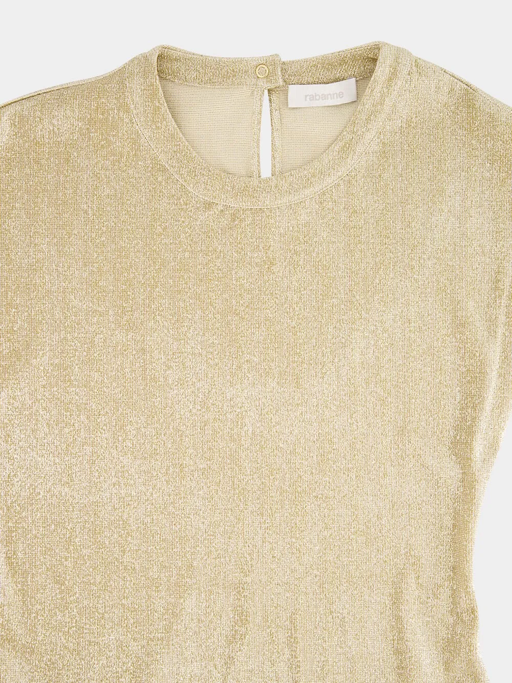 Gold Draped Lurex Asymmetrical Dress sold by Fashion Clinic product image thumbnail 3