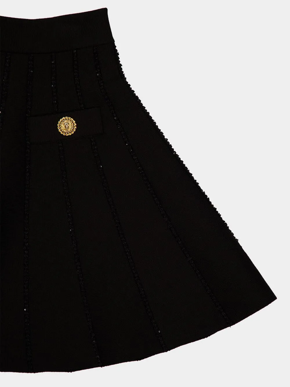 Black Flared Knit Skirt with Sparkly Stripes sold by Fashion Clinic product image thumbnail 5