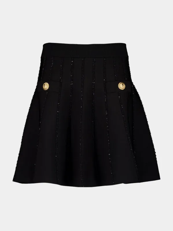 Black Flared Knit Skirt with Sparkly Stripes sold by Fashion Clinic