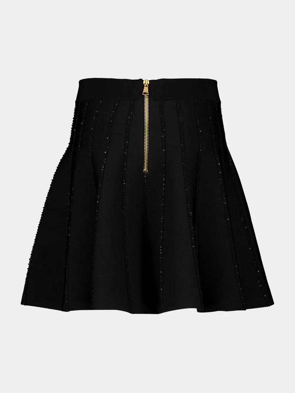 Black Flared Knit Skirt with Sparkly Stripes sold by Fashion Clinic product image thumbnail 3