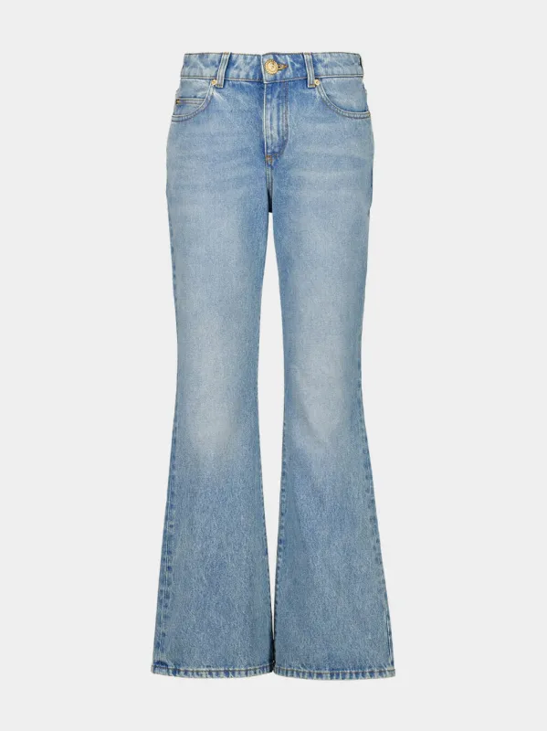 Blue Flared Denim Jeans sold by Fashion Clinic