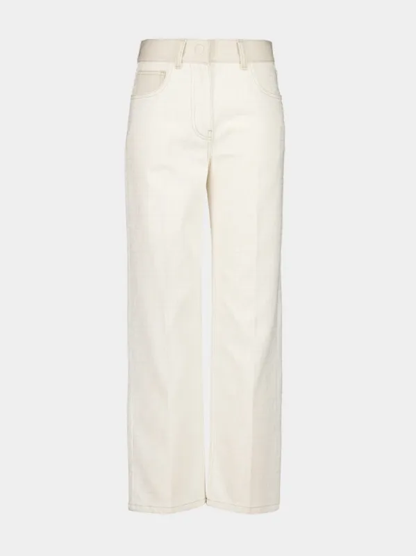 White Regular-Fit FF Denim Jeans sold by Fashion Clinic