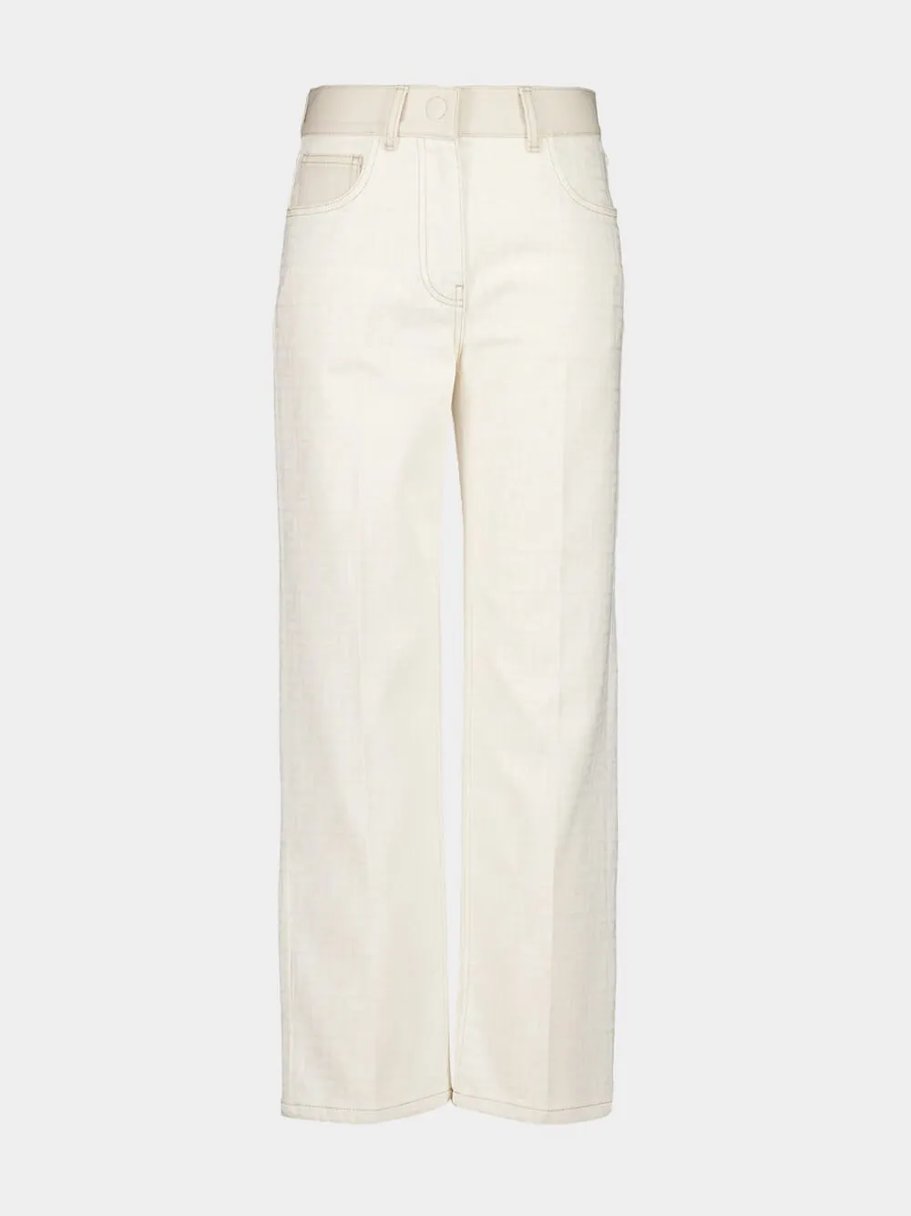 White Regular-Fit FF Denim Jeans sold by Fashion Clinic