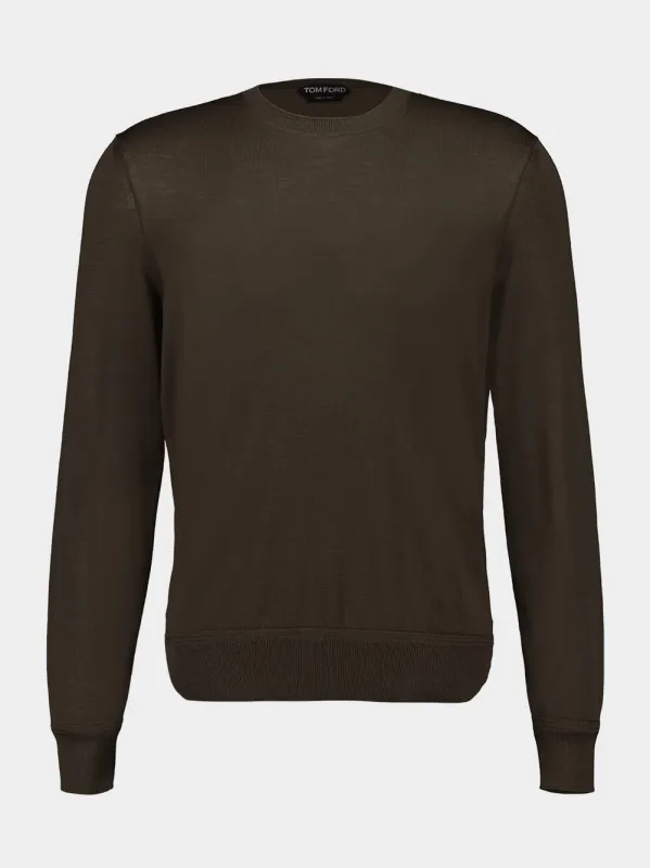 Olive Green Merino Wool Sweater sold by Fashion Clinic