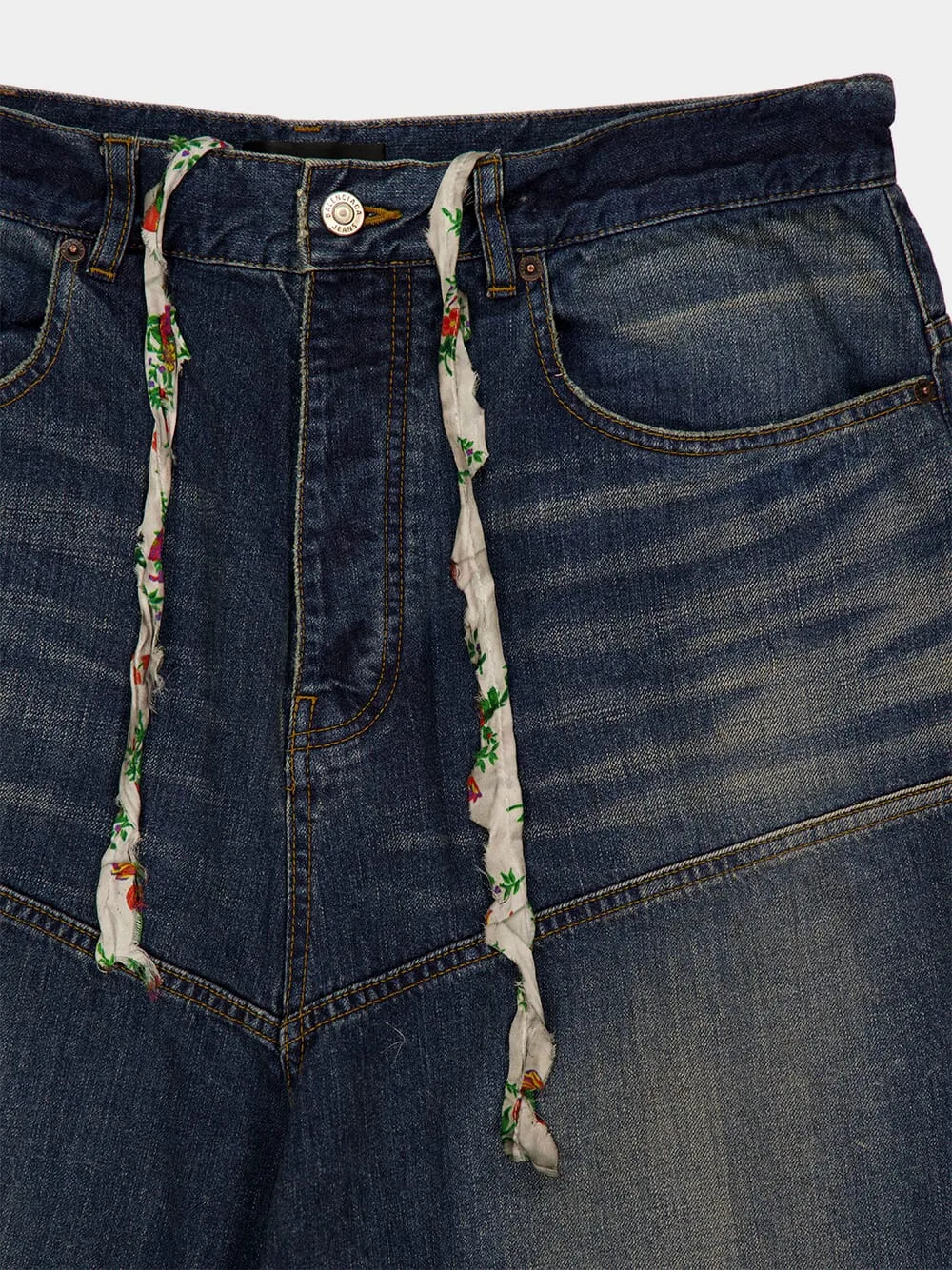 Indigo Blue Logo-Patch Wide-Leg Jeans sold by Fashion Clinic product image thumbnail 3