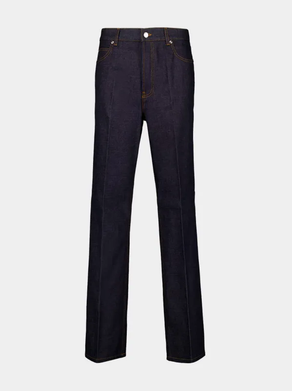 Dark Blue Straight-Leg Jeans sold by Fashion Clinic
