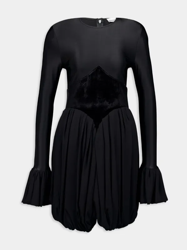Black Panelled Flared Mini Dress made by Rabanne
