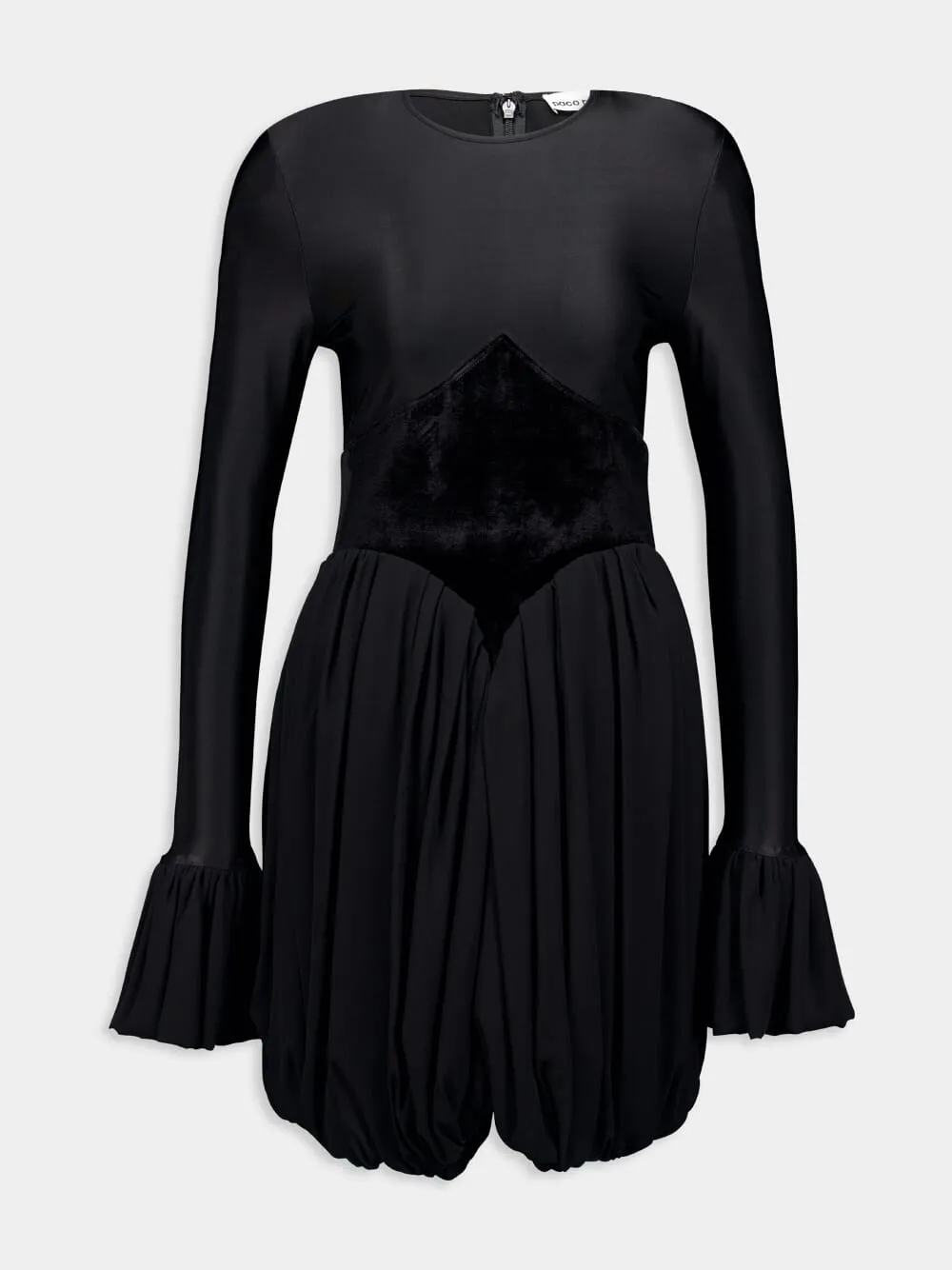 Black Panelled Flared Mini Dress sold by Fashion Clinic