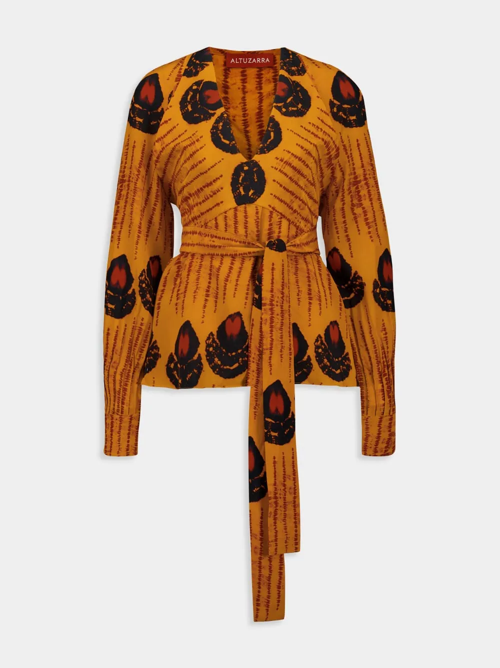 Orange Tullius V-Neck Long-Sleeved Top sold by Fashion Clinic