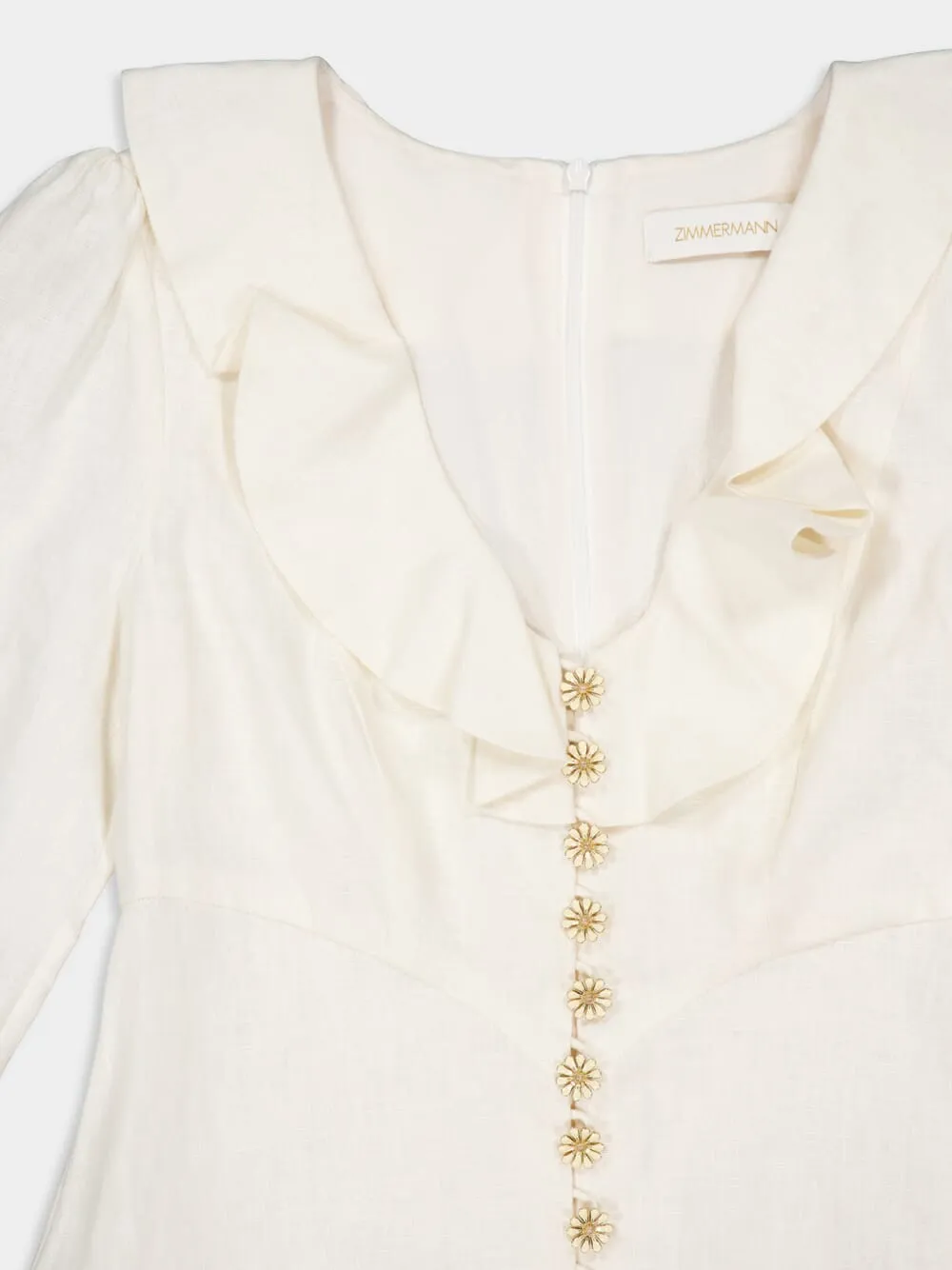 Cream V-Neck Midi Dress with Daisy Buttons sold by Fashion Clinic product image thumbnail 3