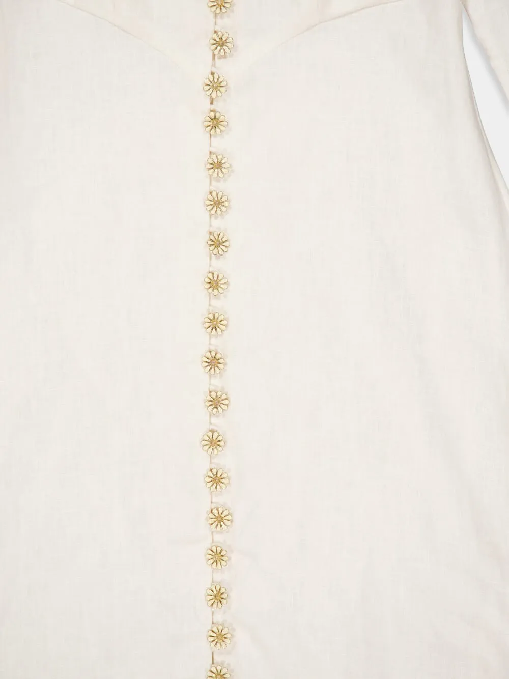 Cream V-Neck Midi Dress with Daisy Buttons sold by Fashion Clinic product image thumbnail 4
