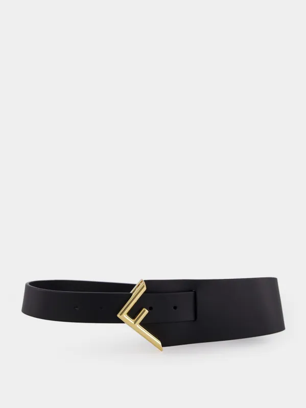 Black Logo-Plaque Leather Belt sold by Fashion Clinic