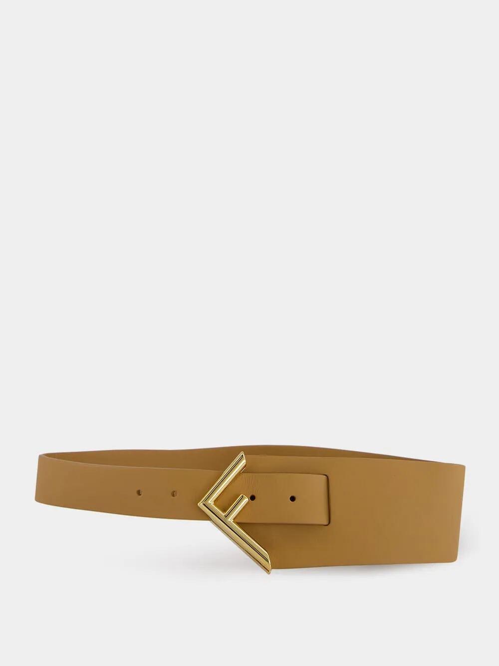 Beige Logo-Plaque Leather Belt sold by Fashion Clinic