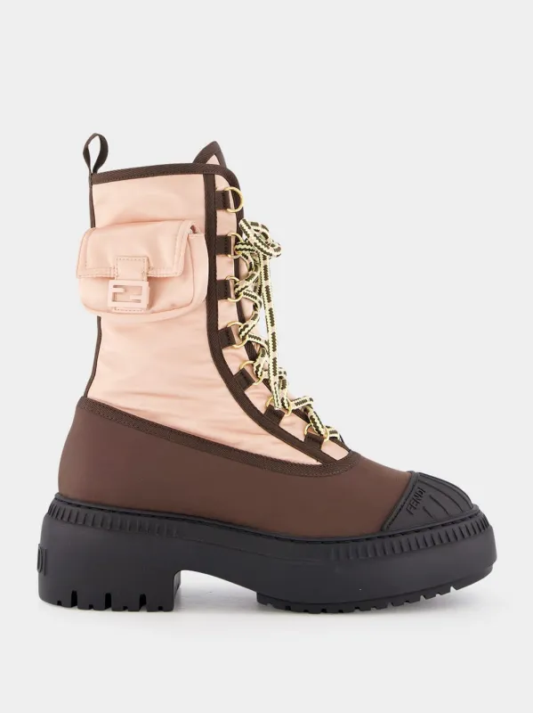 Pink Lace-Up Biker Boots sold by Fashion Clinic