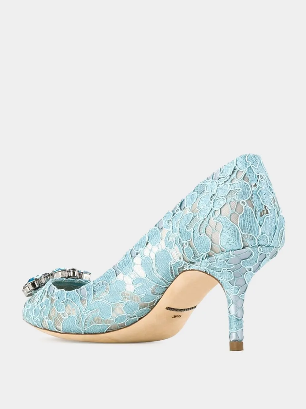 Light Blue Lace Pumps with Jewel Detail sold by Fashion Clinic product image thumbnail 4