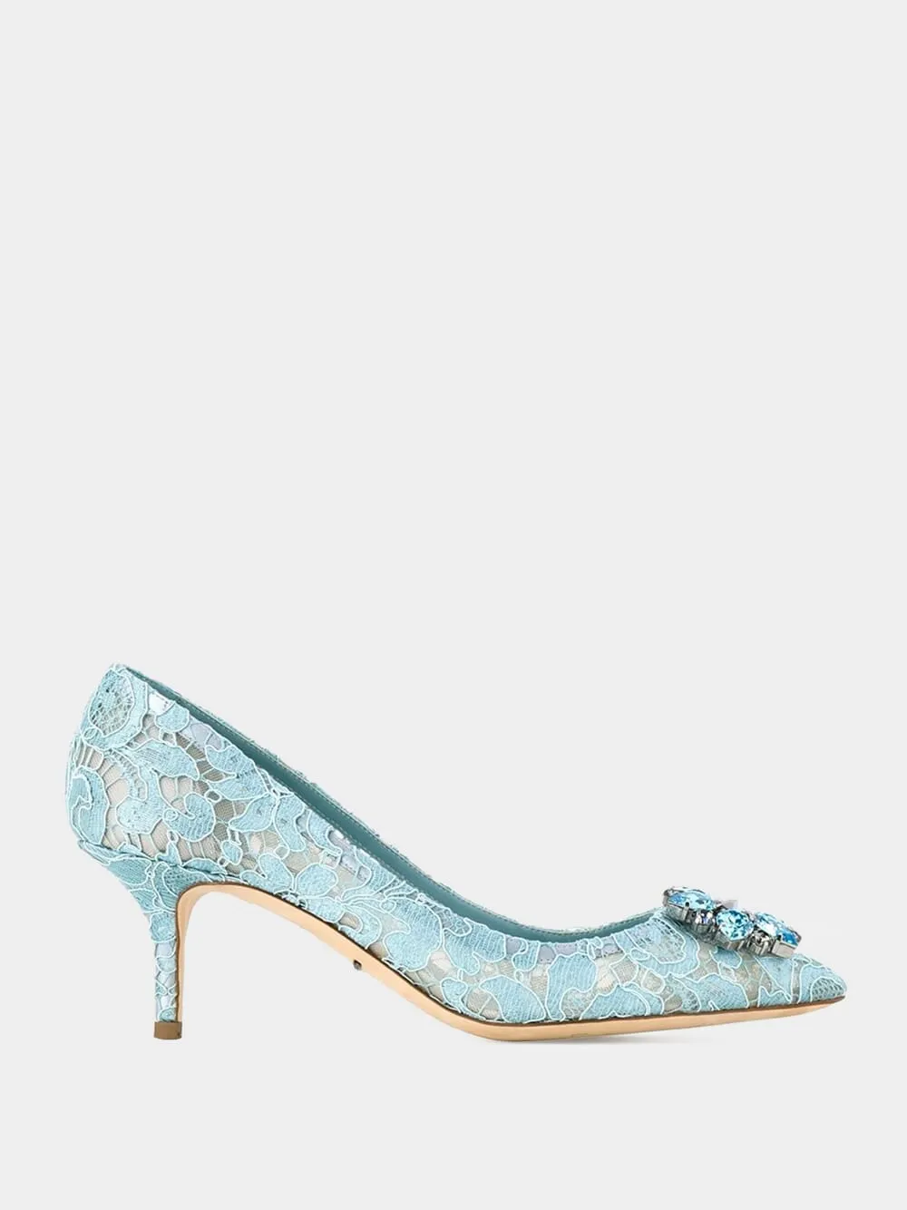 Light Blue Lace Pumps with Jewel Detail sold by Fashion Clinic