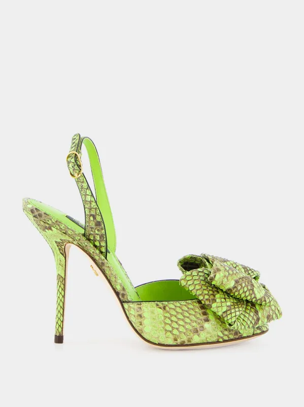Green Exotic Leather High-Heel Sandals sold by Fashion Clinic