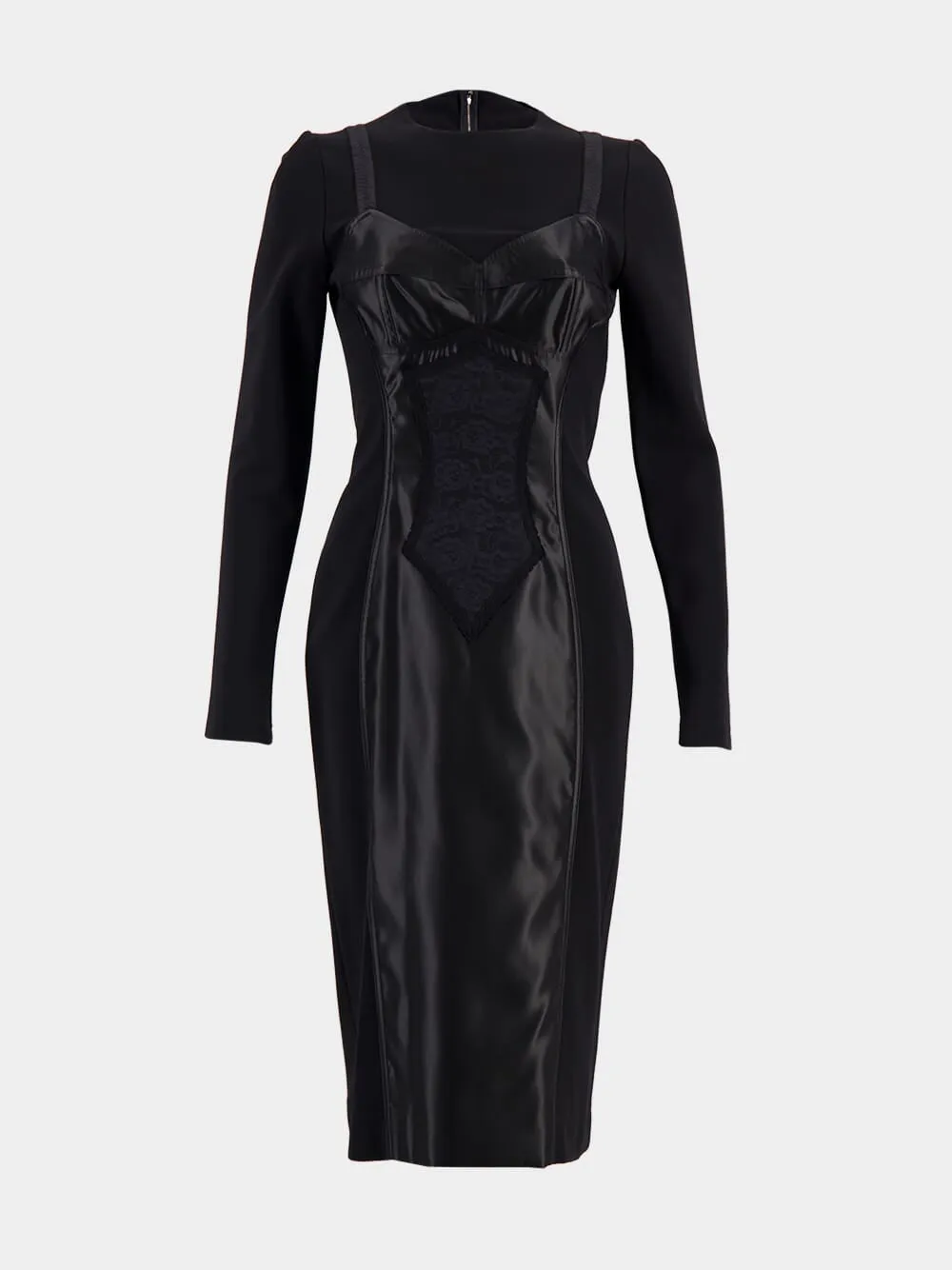 Black Silk-Insert Midi Dress sold by Fashion Clinic