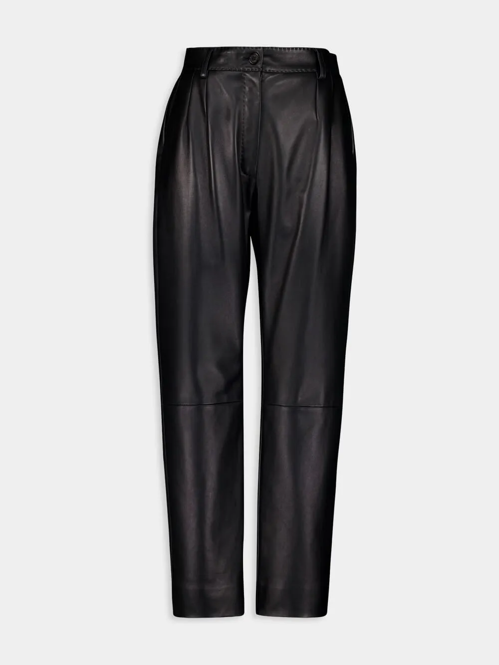 Black High-Waist Leather Trousers sold by Fashion Clinic