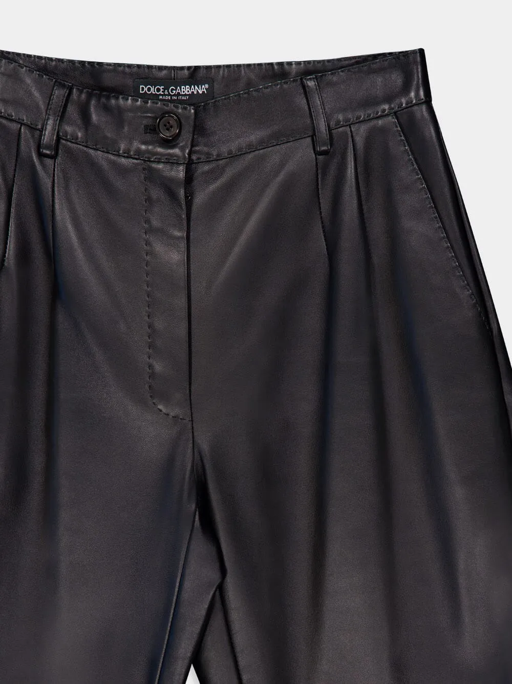 Black High-Waist Leather Trousers sold by Fashion Clinic product image thumbnail 3