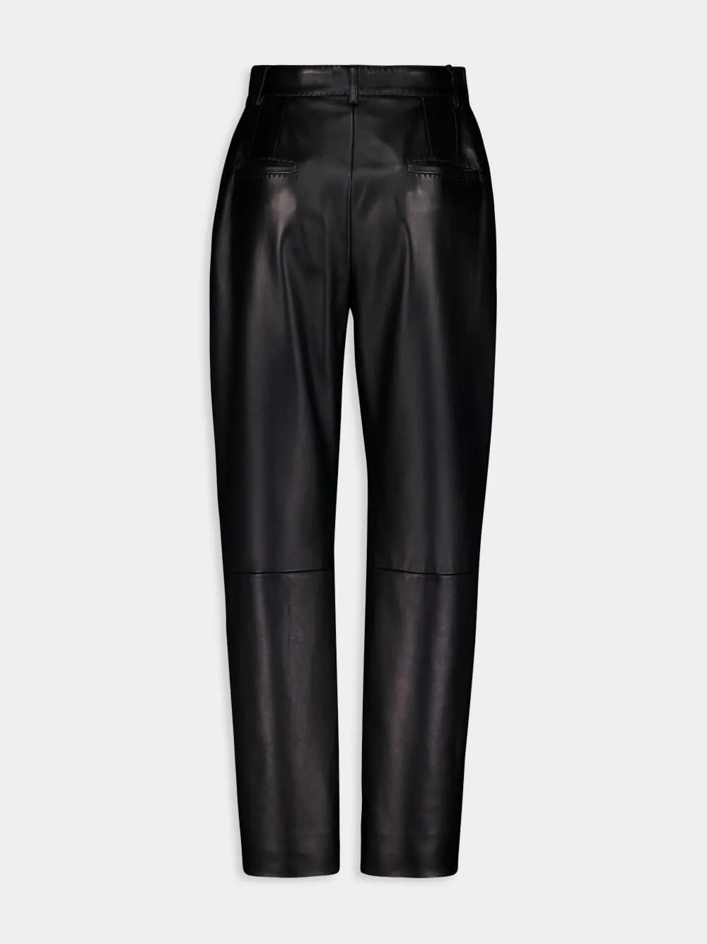 Black High-Waist Leather Trousers sold by Fashion Clinic product image thumbnail 2