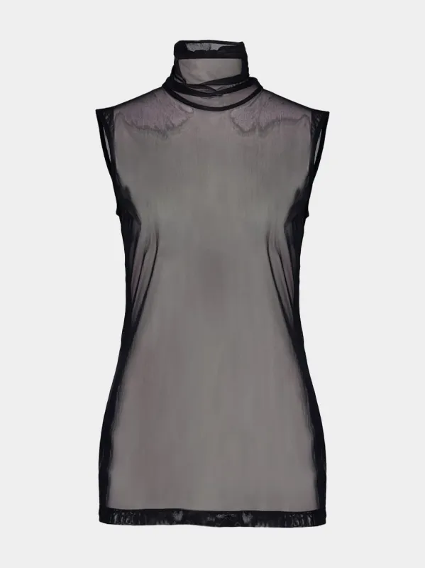 Black Sheer Halter Neck Top sold by Fashion Clinic