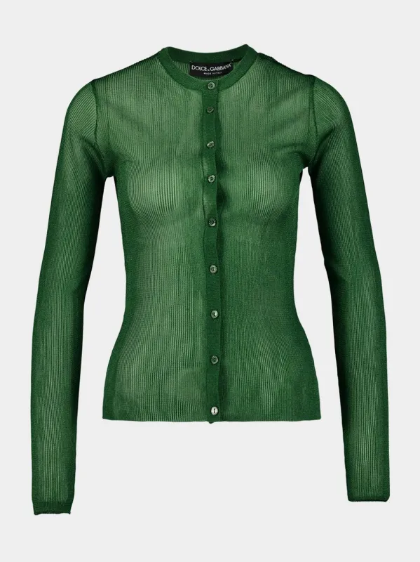 Green Buttoned Cardigan sold by Fashion Clinic