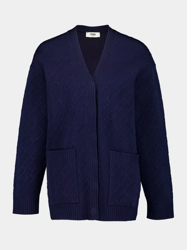 Navy Logo Knit Cardigan sold by Fashion Clinic