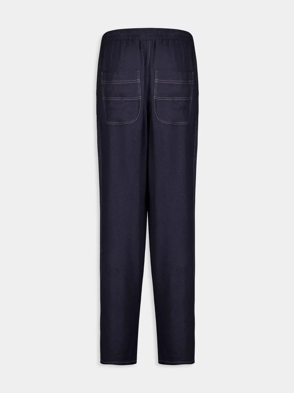 Navy Blue Silk Tapered Trousers sold by Fashion Clinic product image thumbnail 2