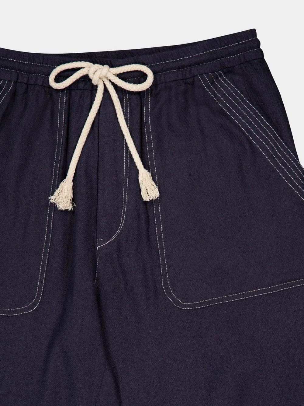 Navy Blue Silk Tapered Trousers sold by Fashion Clinic product image thumbnail 3