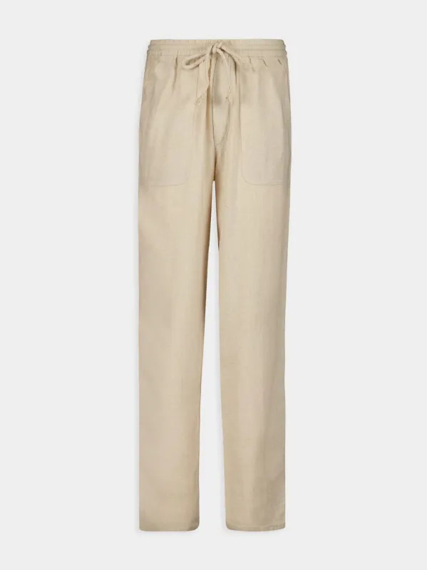 Cream Silk Tapered Trousers sold by Fashion Clinic