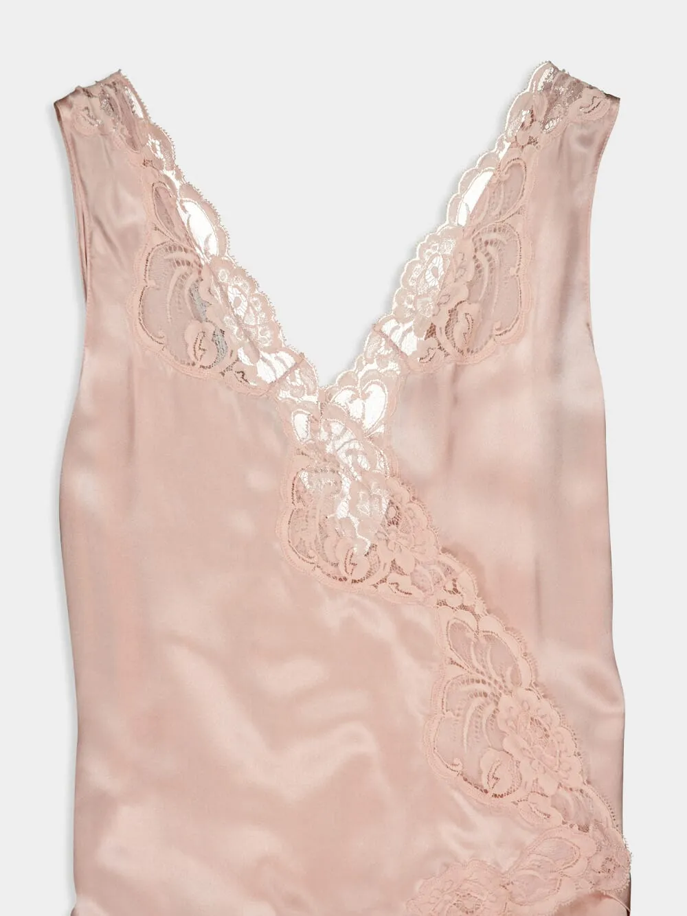Pink Lace Detail Silk Jumpsuit sold by Fashion Clinic product image thumbnail 3