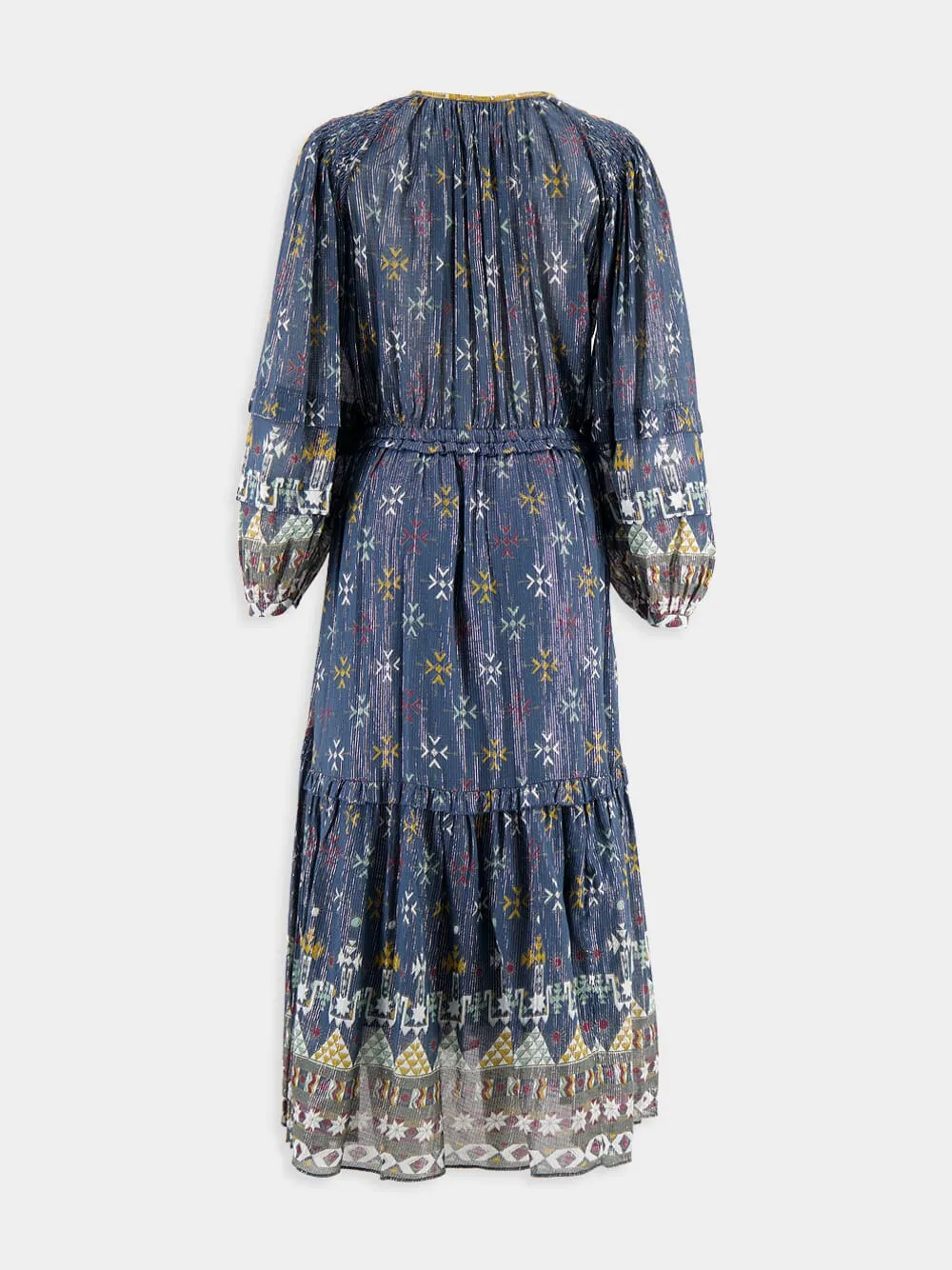 Teal Blue Graphic-Print Cotton Midi Dress sold by Fashion Clinic product image thumbnail 2