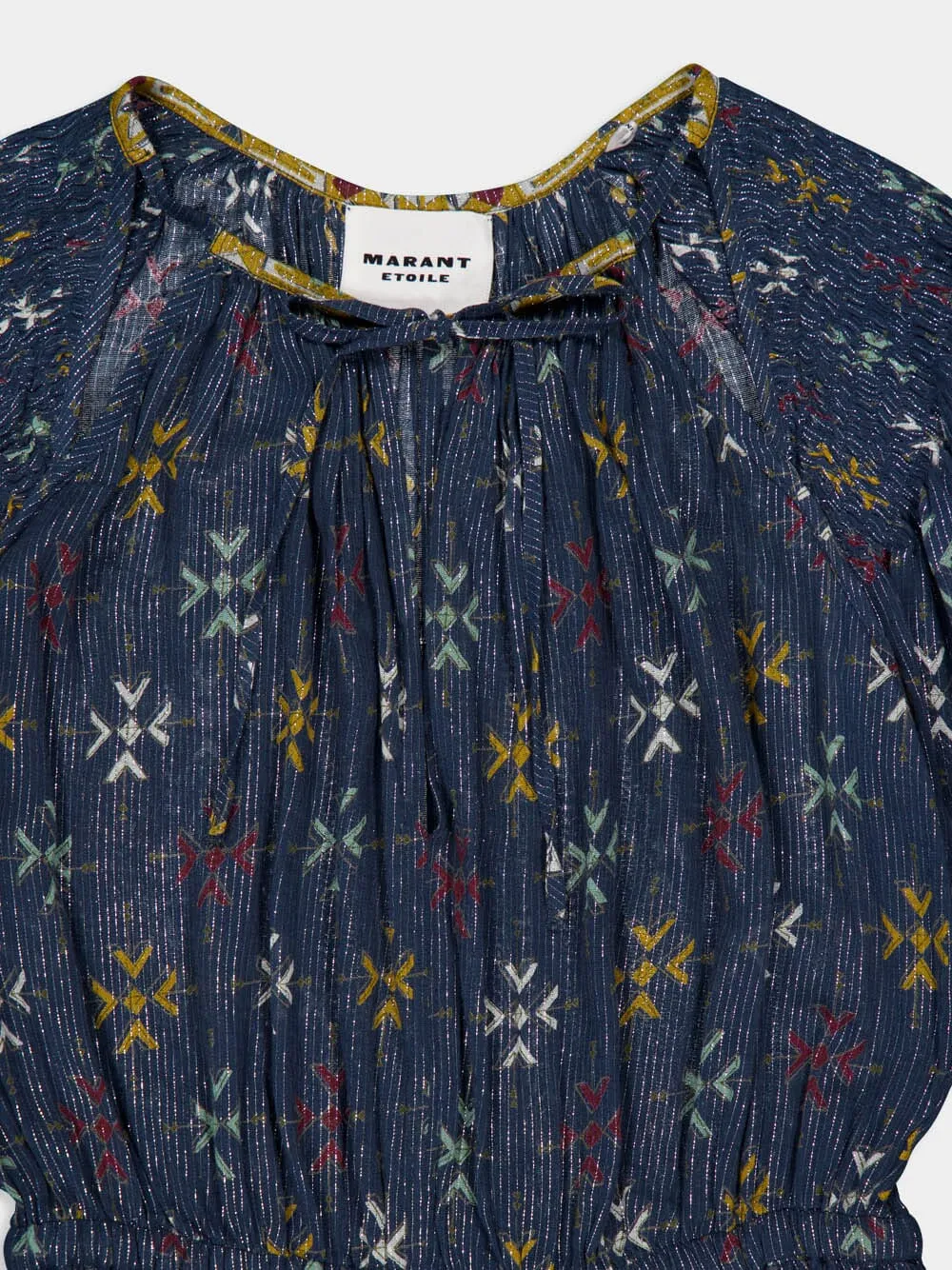 Teal Blue Graphic-Print Cotton Midi Dress sold by Fashion Clinic product image thumbnail 3