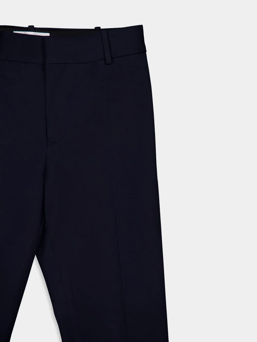 Dark Blue Cropped Boot-Cut Trousers sold by Fashion Clinic product image thumbnail 3