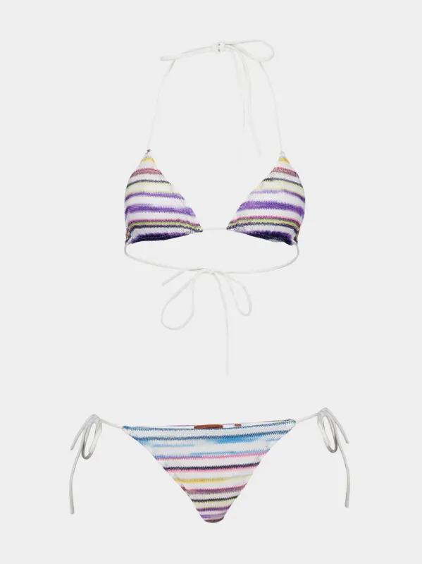 Zig-Zag Woven Triangle Bikini Set made by Fashion Clinic