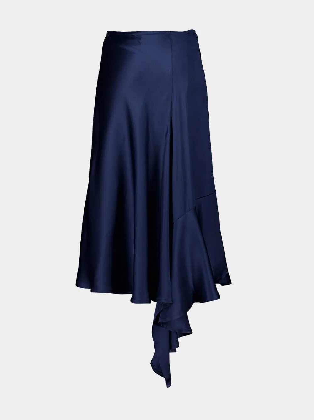 Navy Blue Asymmetric-Hem Silk Skirt sold by Fashion Clinic product image thumbnail 2