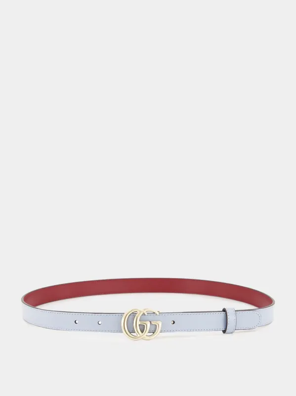 Light Blue and Rosso GG Marmont Reversible Belt sold by Fashion Clinic