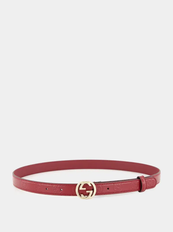Rosso Ancora Red Belt with Interlocking G sold by Fashion Clinic