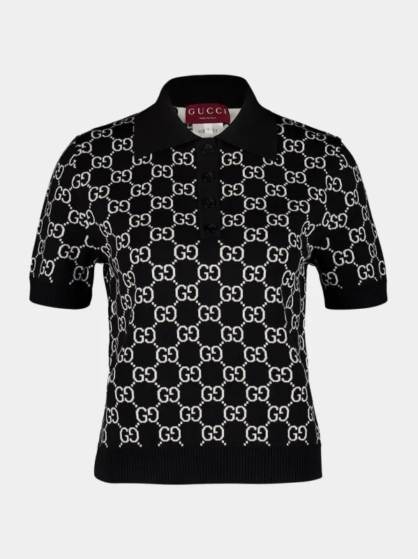 Black Reversible GG Wool Polo Shirt sold by Fashion Clinic