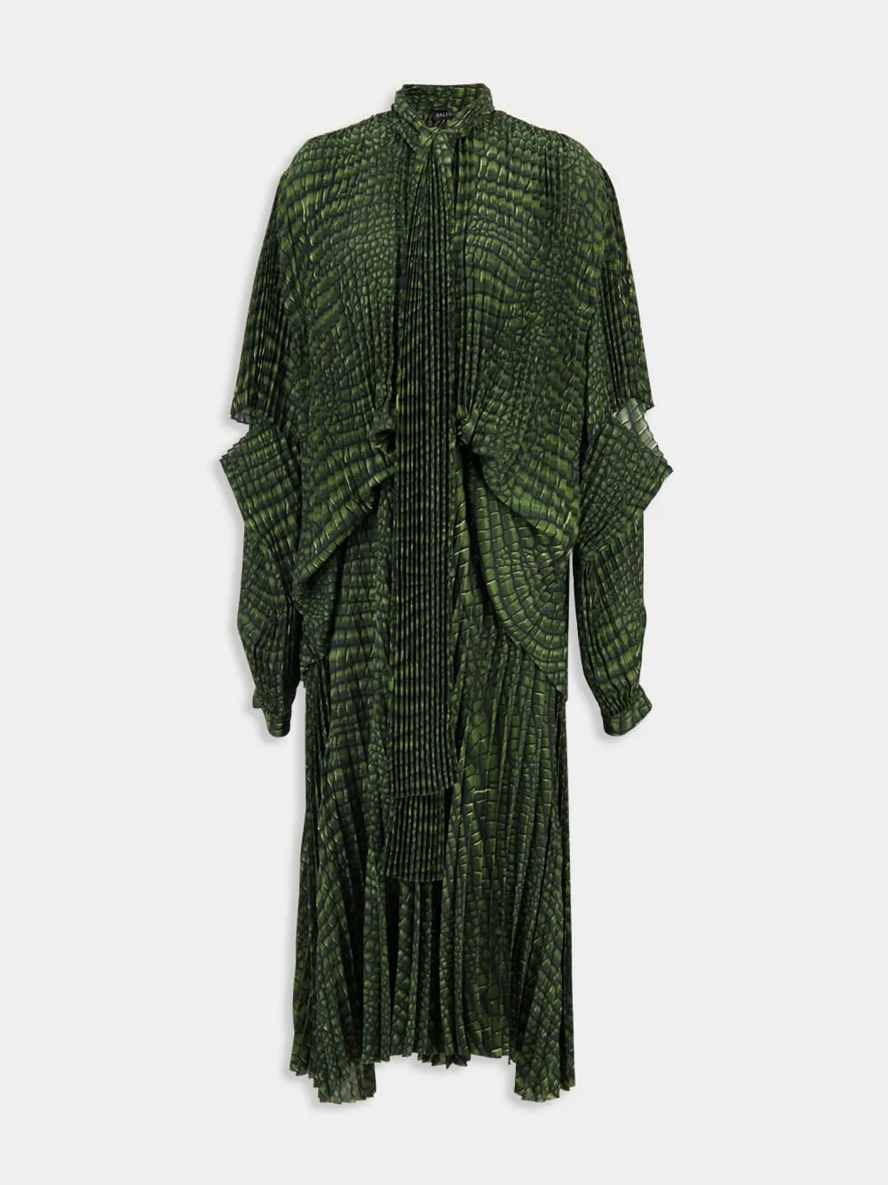 Green Double Sleeve Pleated Dress sold by Fashion Clinic