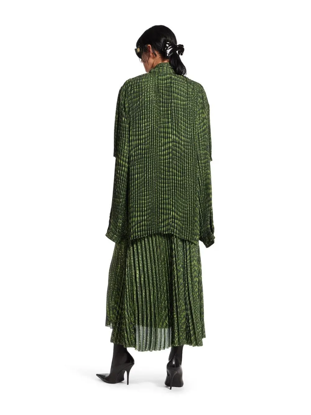 Green Double Sleeve Pleated Dress sold by Fashion Clinic product image thumbnail 4