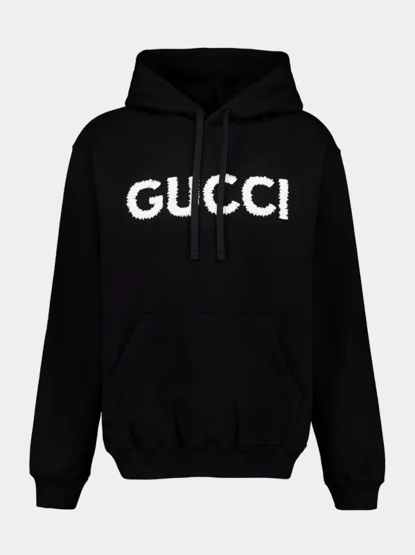 Black Embroidered Hooded Sweatshirt sold by Fashion Clinic