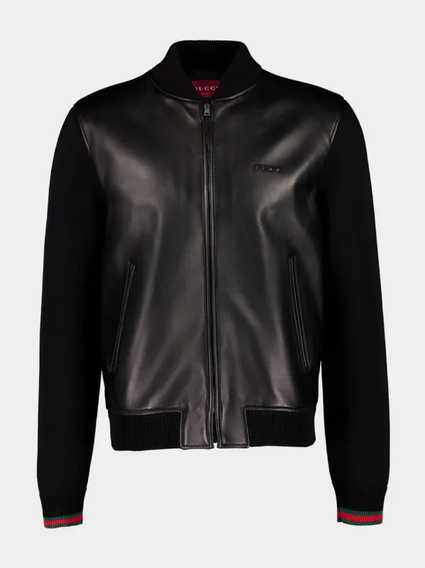 Black Nappa Leather Bomber Jacket sold by Fashion Clinic